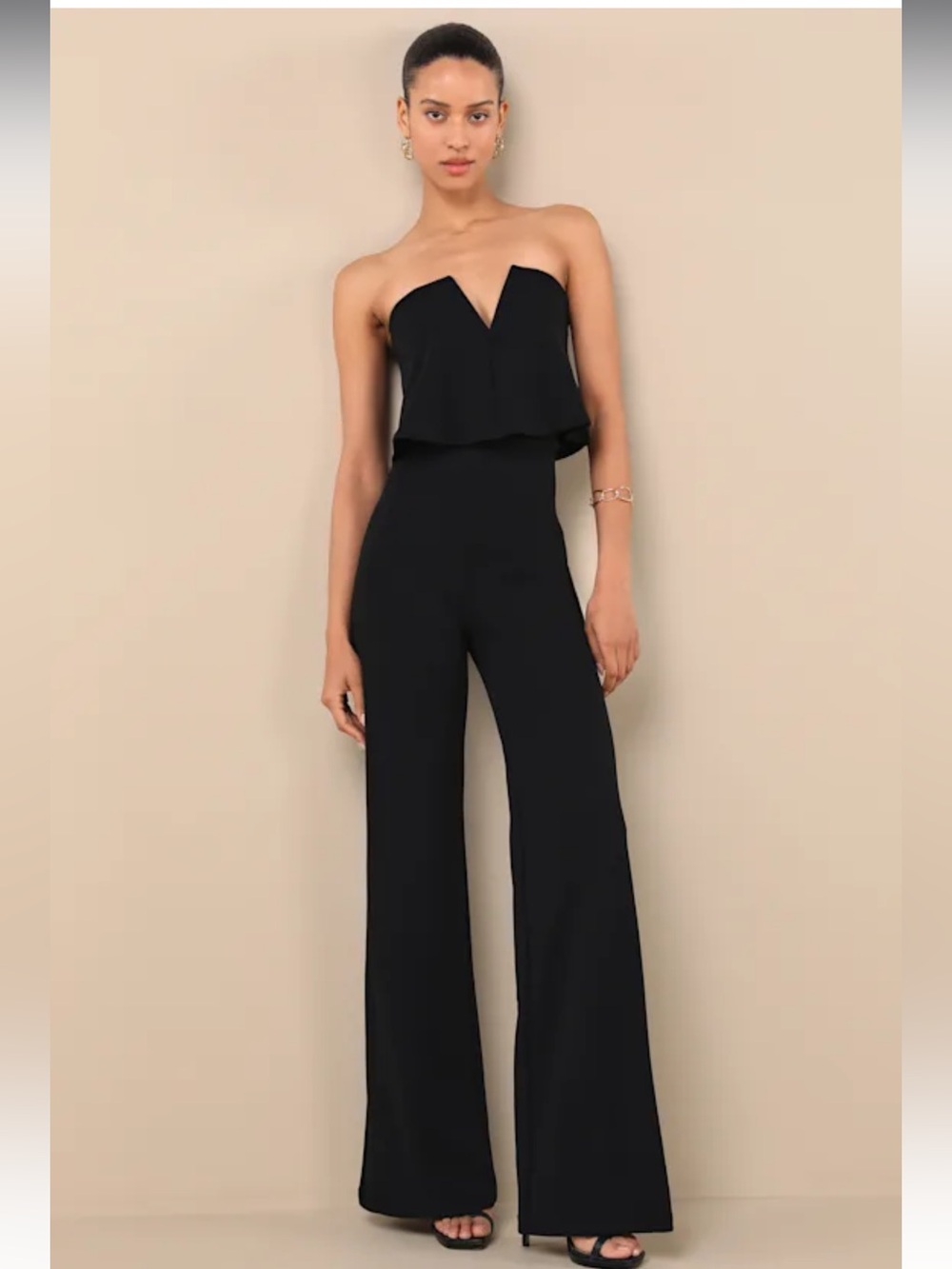 Lulu’s Power of Love Black Strapless Jumpsuit